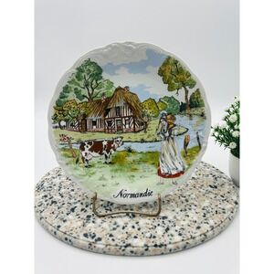 Normandie Cow Plate NEM Decor Scalloped Edge French Country Farm Animal
